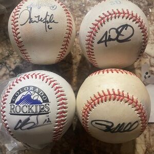 Colorado Rockies SIGNED Ball Lot of 4, Aaron Miles, JD Closer, Clint Barmes, ???